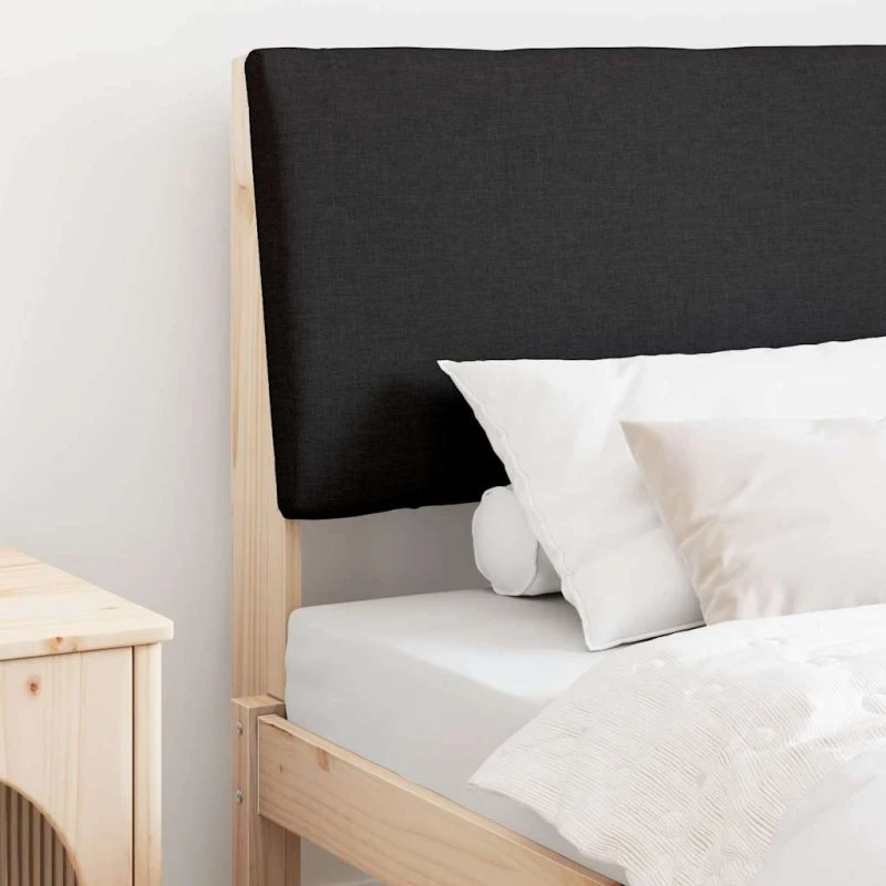 vidaXL Polstret Sengegavl Sort 90 cm Massiv Fyrretræ