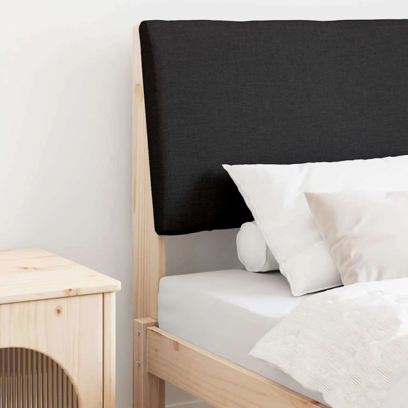 vidaXL Polstret Sengegavl Sort 75 cm Massiv Fyrretræ