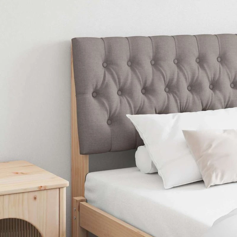 vidaXL Polstret Sengegavl Gråbrun 180 cm, Massiv Fyrretræ