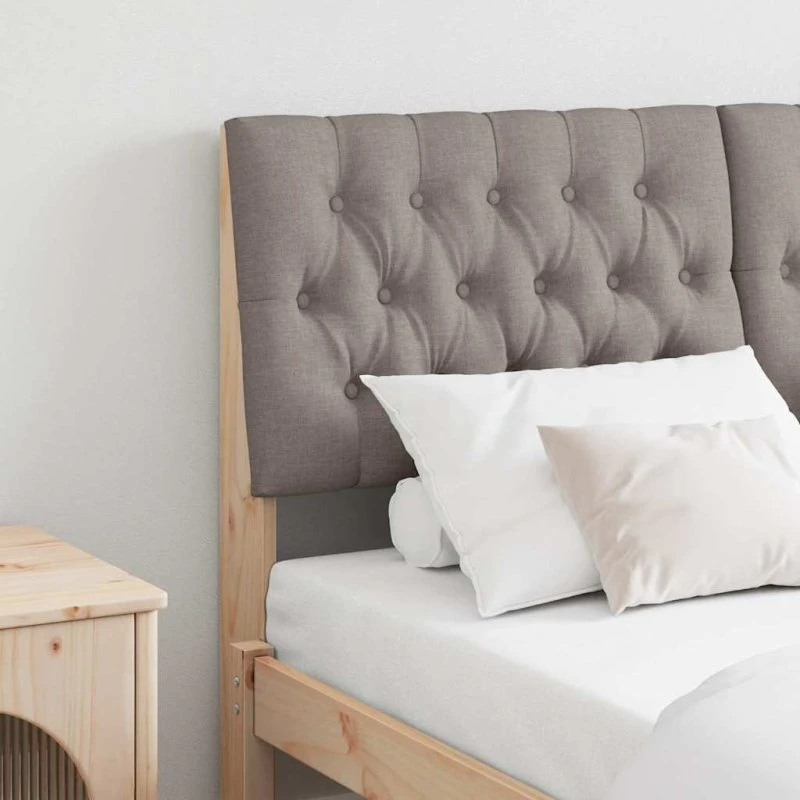 vidaXL Polstret Sengegavl Gråbrun 140 cm, Massiv Fyrretræ