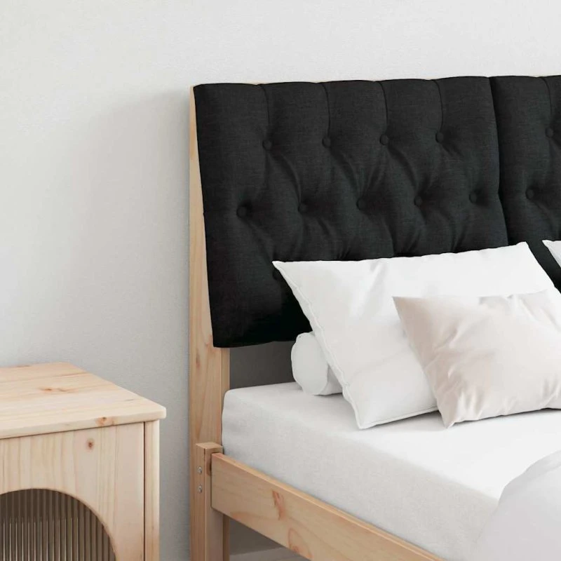 vidaXL Polstret Sengegavl Sort 120 cm Fyrretræ