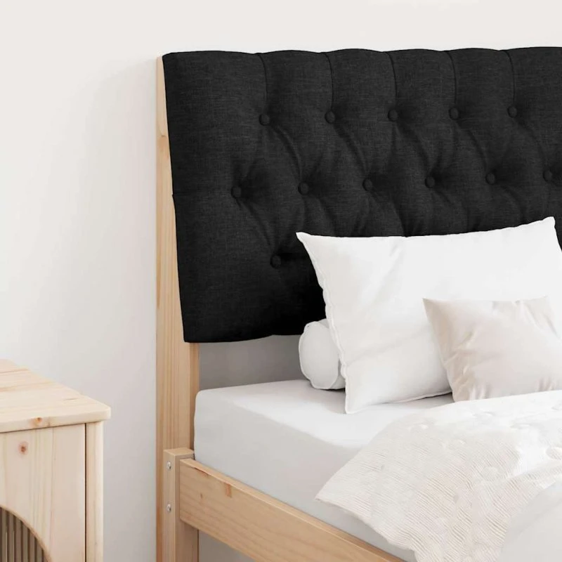 vidaXL Polstret Sengegavl Sort 80 cm, Massiv Fyrretræ