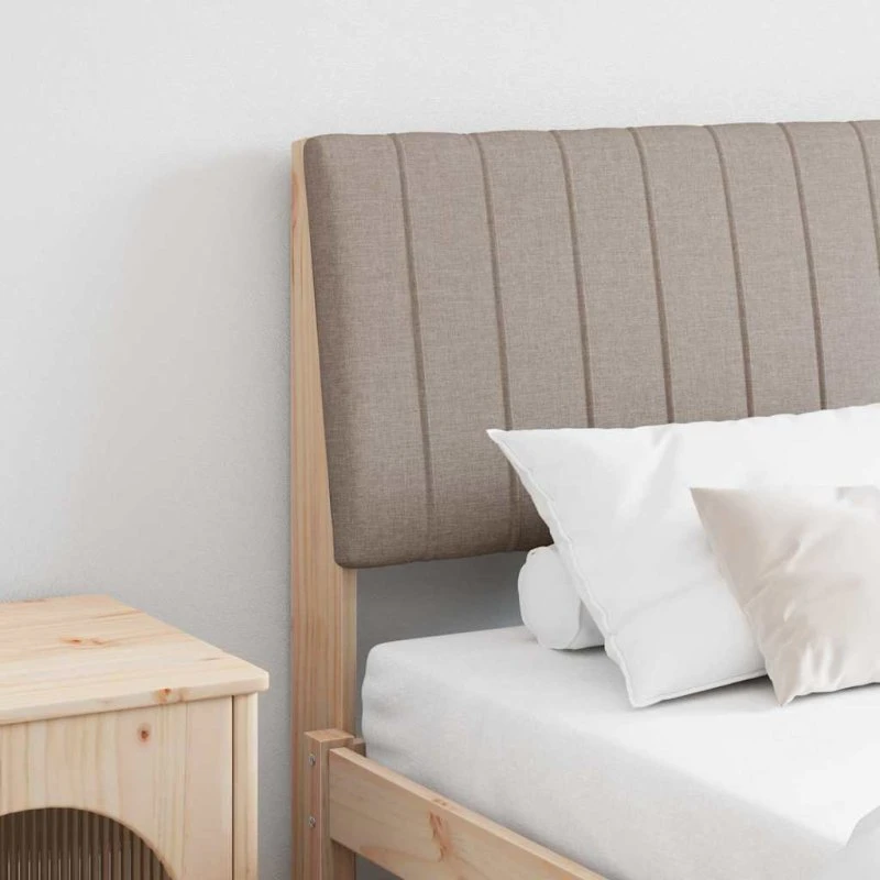 vidaXL Polstret Sengegavl Gråbrun 180 cm Massiv Fyrretræ