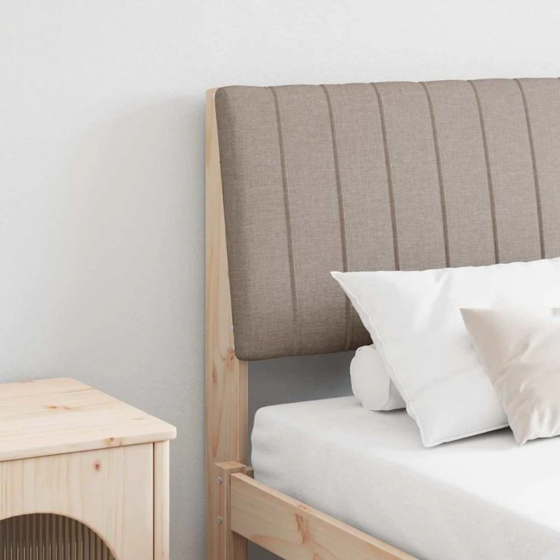 vidaXL Polstret Sengegavl Gråbrun 150 cm Massiv Fyrretræ