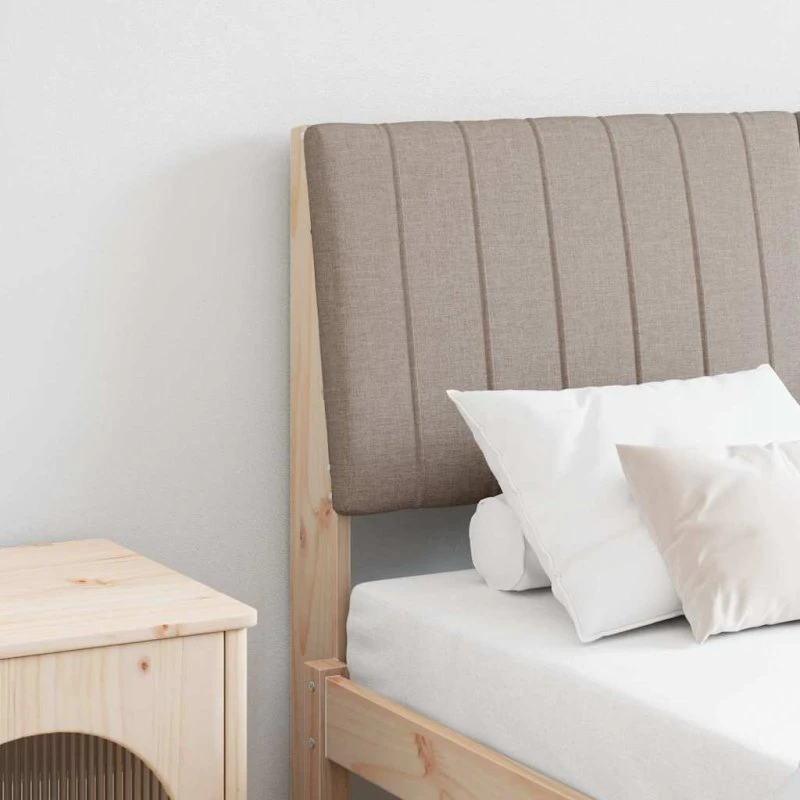 vidaXL Polstret Sengegavl Gråbrun 140 cm Massiv Fyrretræ