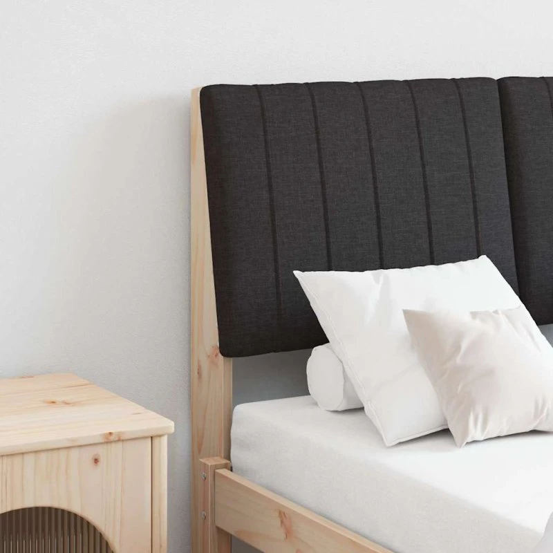 vidaXL Polstret Sengegavl Sort 120 cm, Massiv Fyrretræ