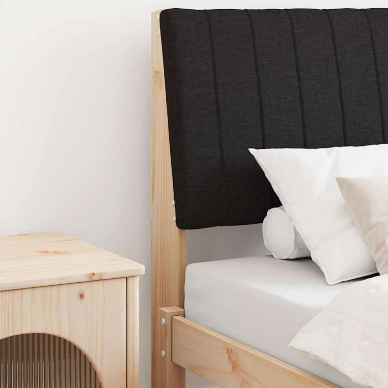 vidaXL Polstret Sengegavl Sort 80 cm Massiv Fyrretræ