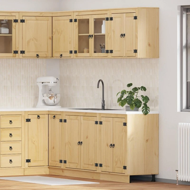 vidaXL Kabinet med hylde 4 stk HonningBrun Massiv fyrretræ