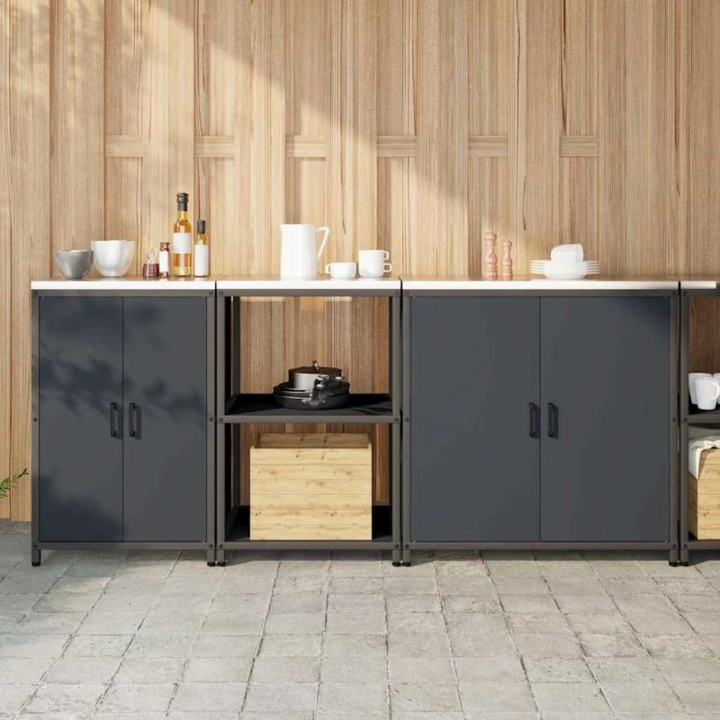 vidaXL Køkkenopbevaringssæt 3 pcs Antracit 210 x 50 x 92 cm