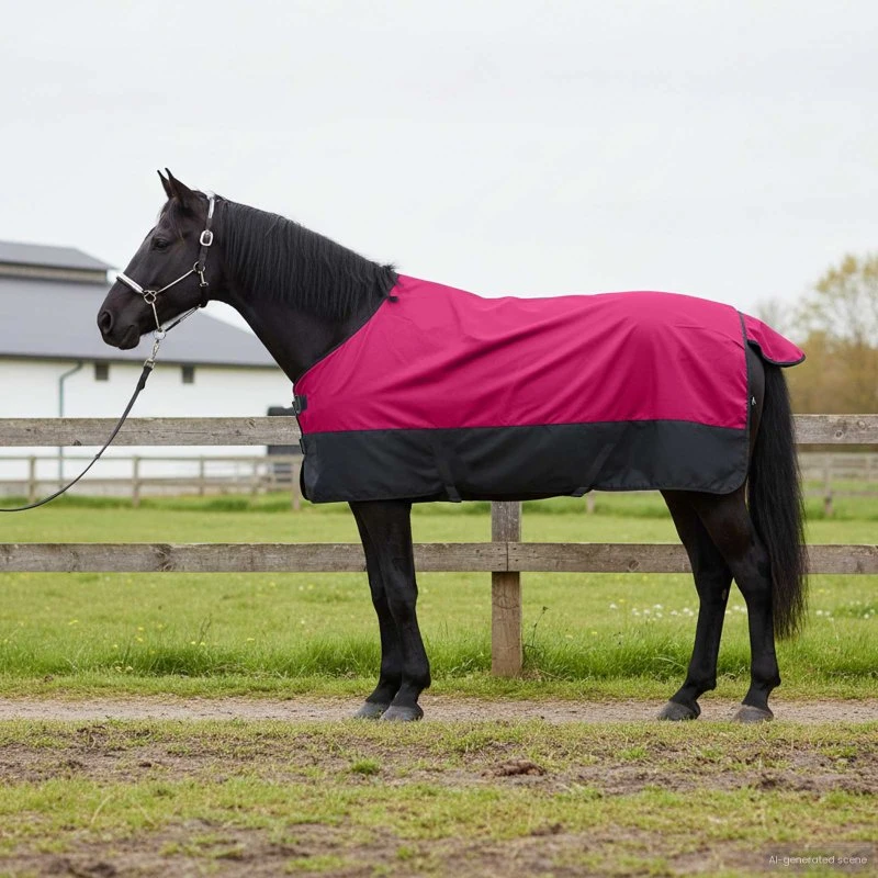 vidaXL Hestetæppe Pink og Sort 125 cm Polyester