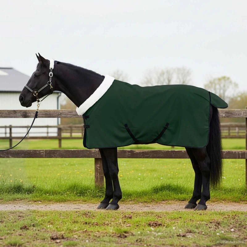 vidaXL Hestetæppe Mørkegrøn 105 cm Polar Fleece