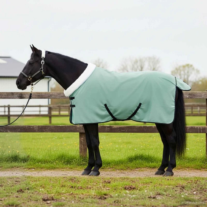 vidaXL Hestetæppe Mørkegrøn 85 cm Polar Fleece