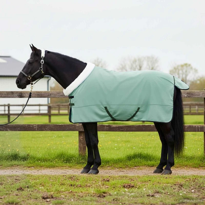 vidaXL Hestetæppe Mørkegrøn 155 cm Polar Fleece