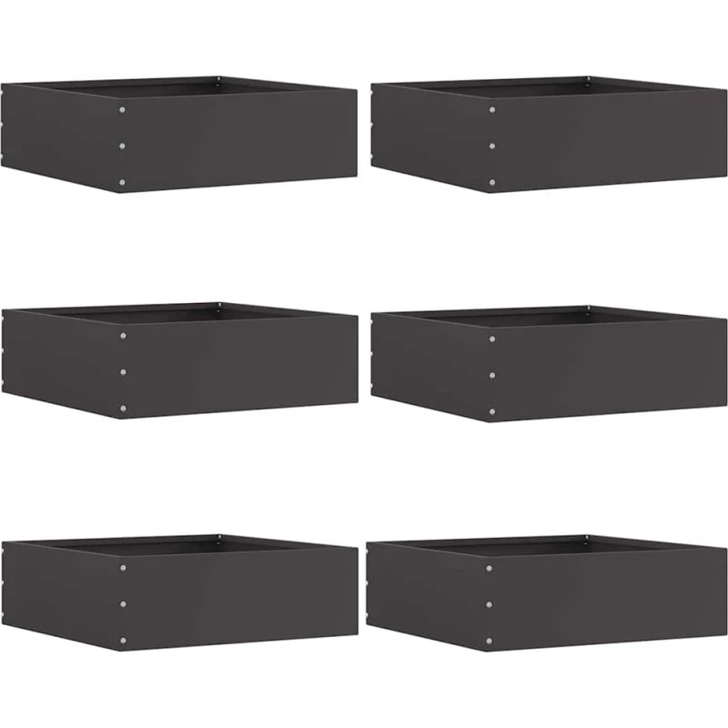 vidaXL Plænekant 6 stk, Sort, 40 x 40 x 13 cm, Stål