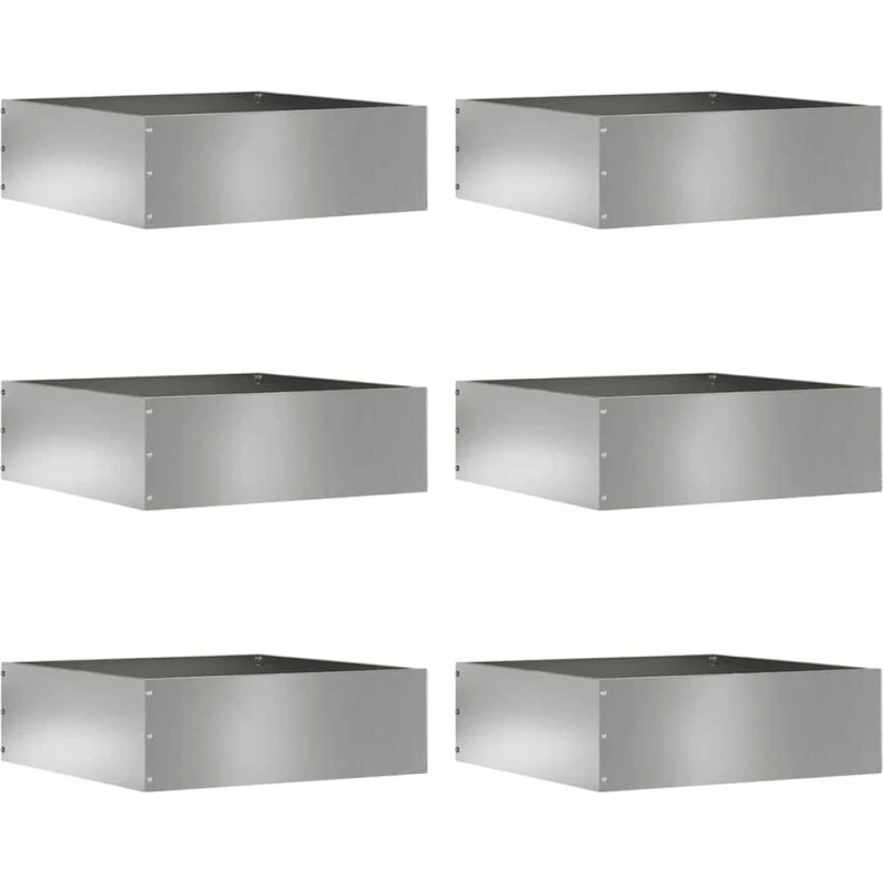 vidaXL Plænekant 6 stk Sølv 40 x 40 x 13 cm Galvaniseret stål