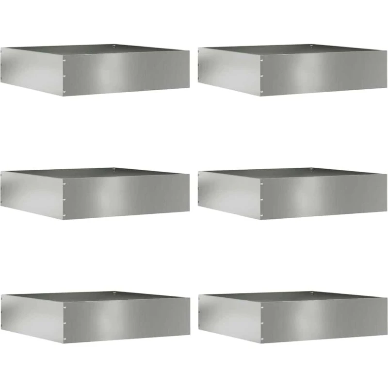 vidaXL Plænekant 6 stk Sølv 50 x 50 x 13 cm Galvaniseret stål
