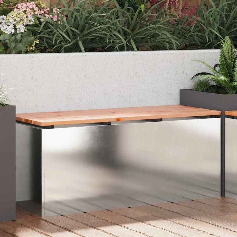 vidaXL Havebænk Sølv 100 x 40 x 43 cm Rustfrit Stål