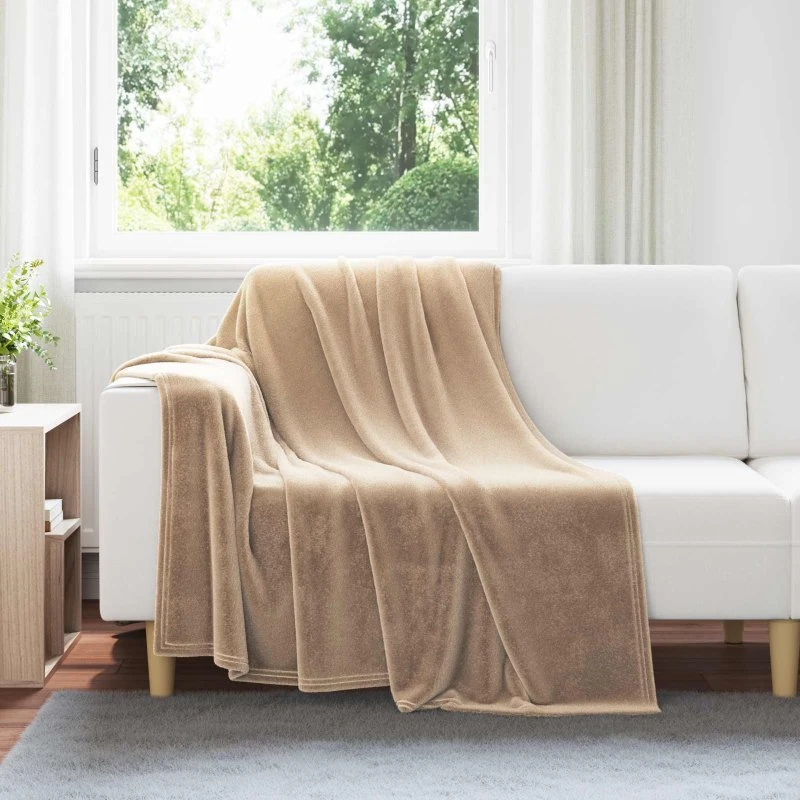 vidaXL Camel Fleece Kastetæppe 150 x 200 cm