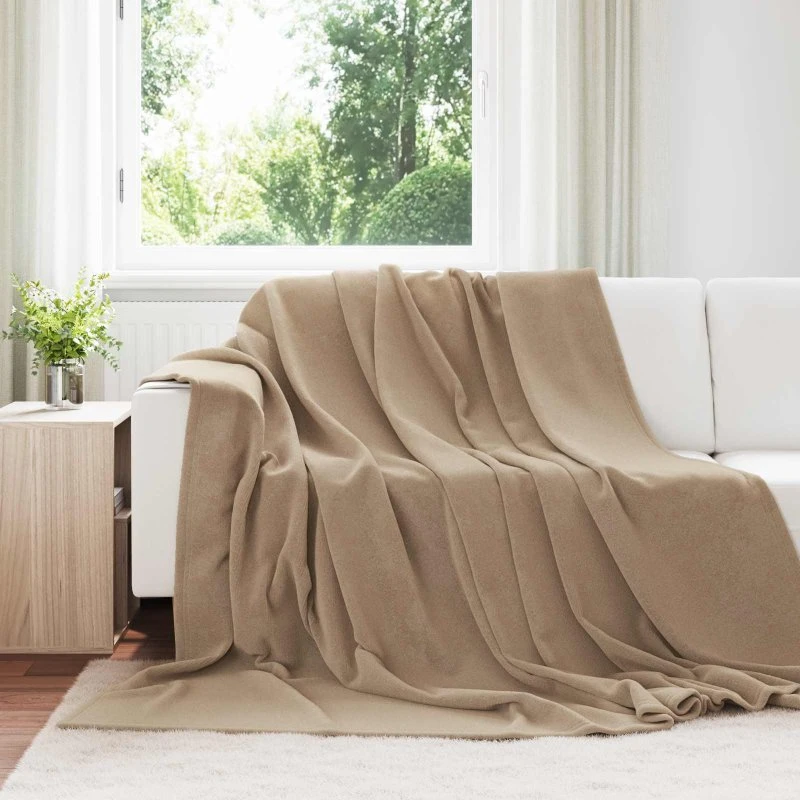 vidaXL Camel Fleece Kastetæppe 220 x 240 cm