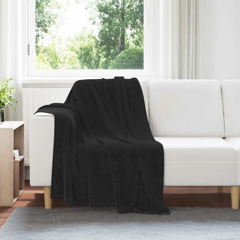 vidaXL Kastetæpper 6 stk Sort 130 x 150 cm Fleece