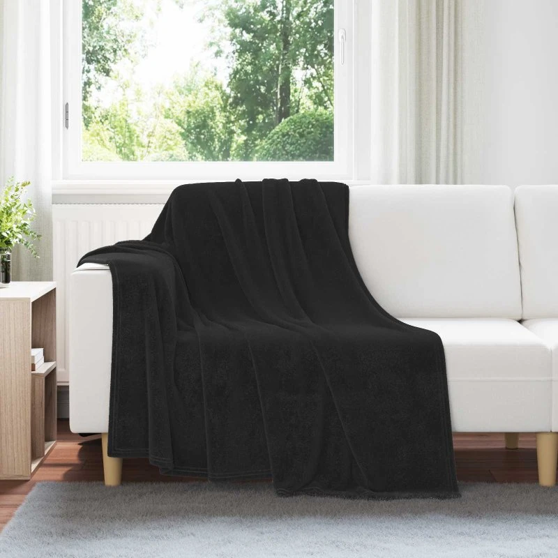 vidaXL Kastetæpper 6 stk Sort 150 x 200 cm Fleece