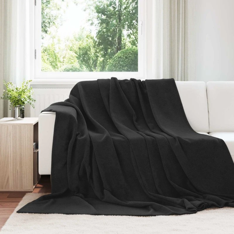 vidaXL Kastetæpper 6 stk, Sort, 220 x 240 cm, Fleece