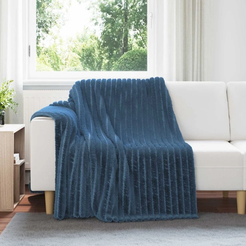 vidaXL Mørkeblå Fleece Plaid 200 x 150 cm