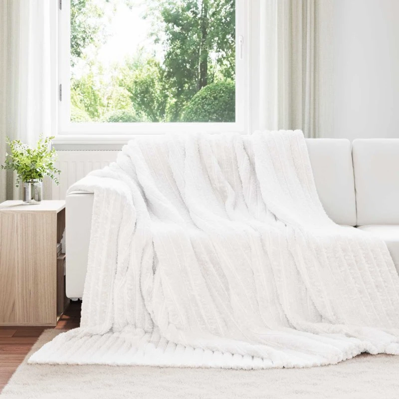vidaXL Hvid Fleece Plaid 240 x 220 cm
