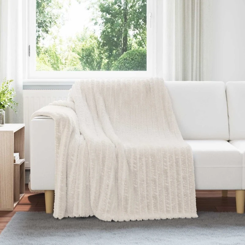 vidaXL Creme Fleece Plaid 200 x 150 cm
