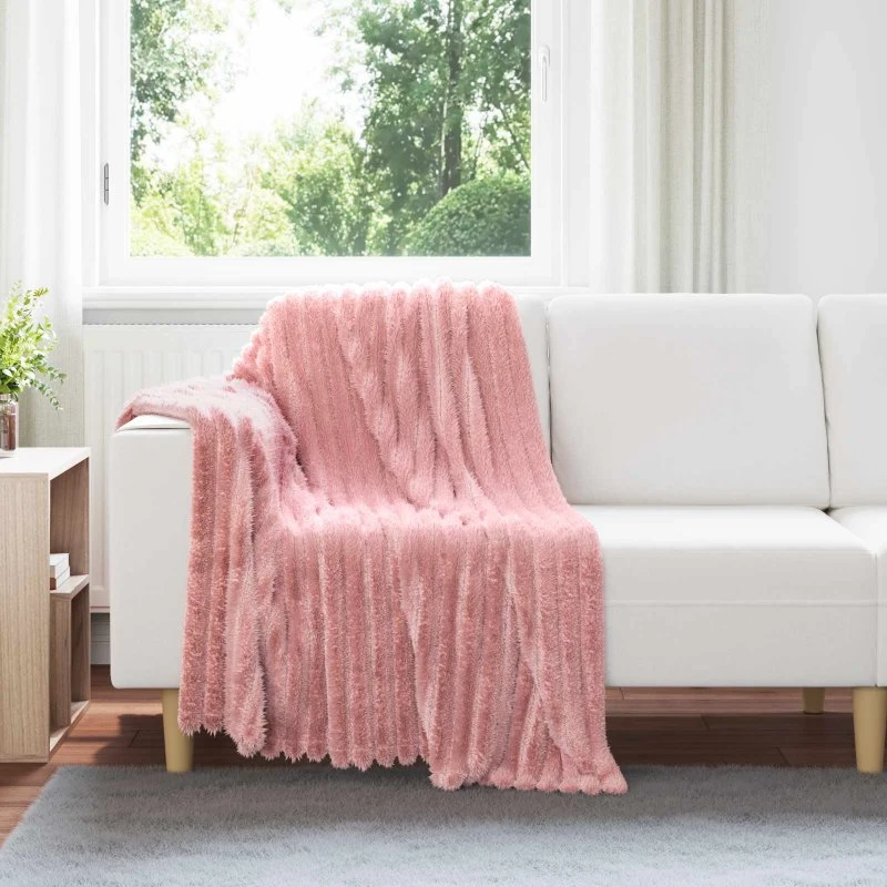 vidaXL Lyserød Fleece Plaid 150 x 130 cm