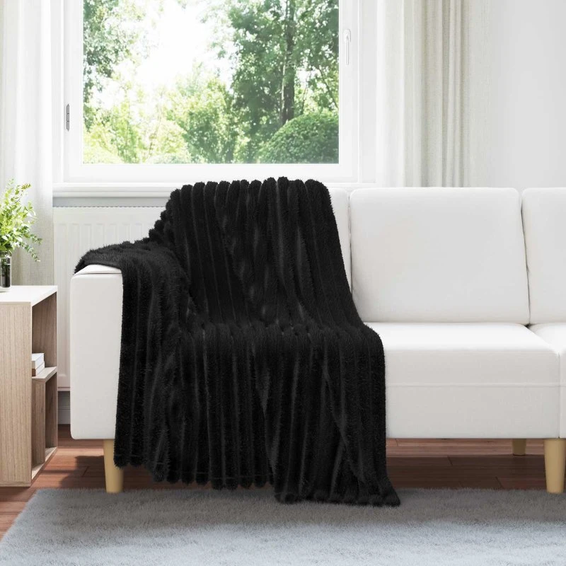 vidaXL Kastetæpper 6 stk, Sort, 150 x 130 cm, Fleece