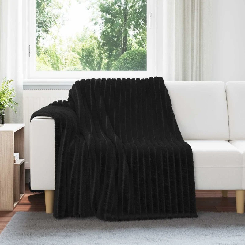 vidaXL Kastetæpper 6 stk, Sort, 200 x 150 cm, Fleece
