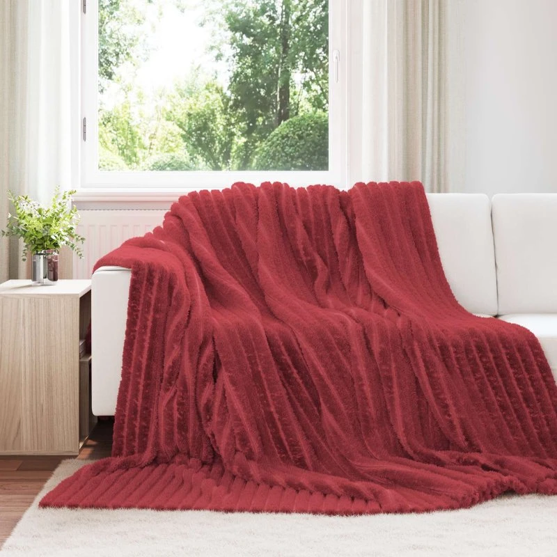 vidaXL Kastetæpper 6 stk Bordeaux Rød 240 x 220 cm Fleece