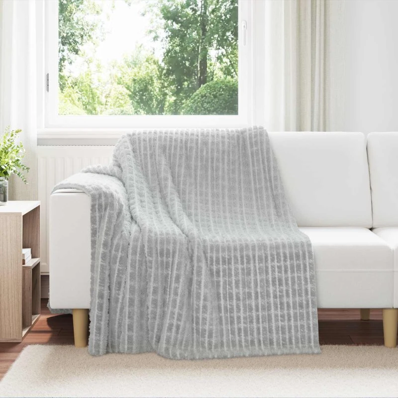 vidaXL Grå Fleece Kastetæppe 200 x 150 cm