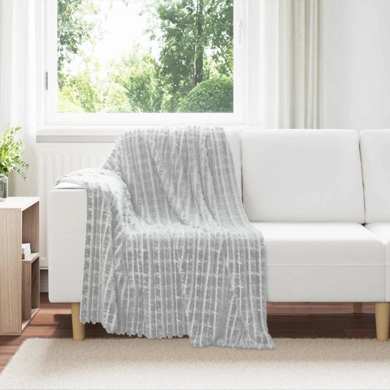 vidaXL Grå Fleece Kastetæppe 150 x 130 cm