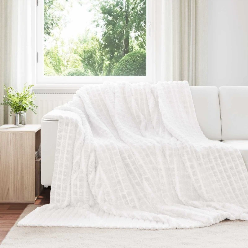 vidaXL Hvid Fleece Throw tæppe 240 x 220 cm