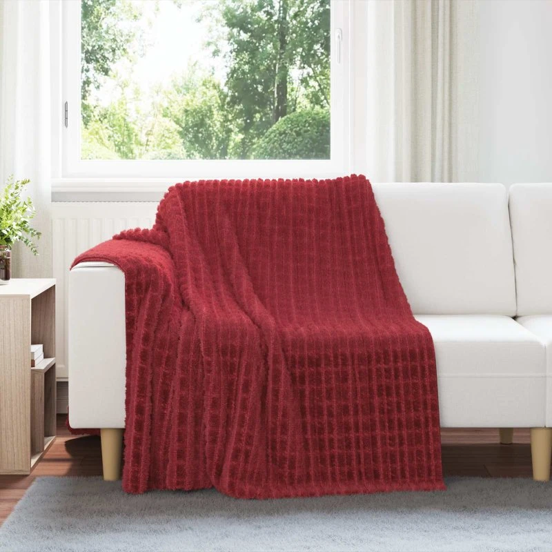 vidaXL Throw tæppe Bordeaux Rød 200 x 150 cm Fleece