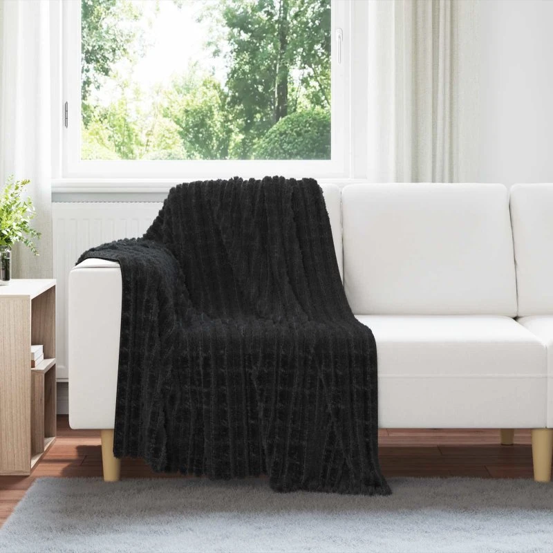vidaXL Kastetæpper 6 stk, Sort, 150 x 130 cm, Fleece