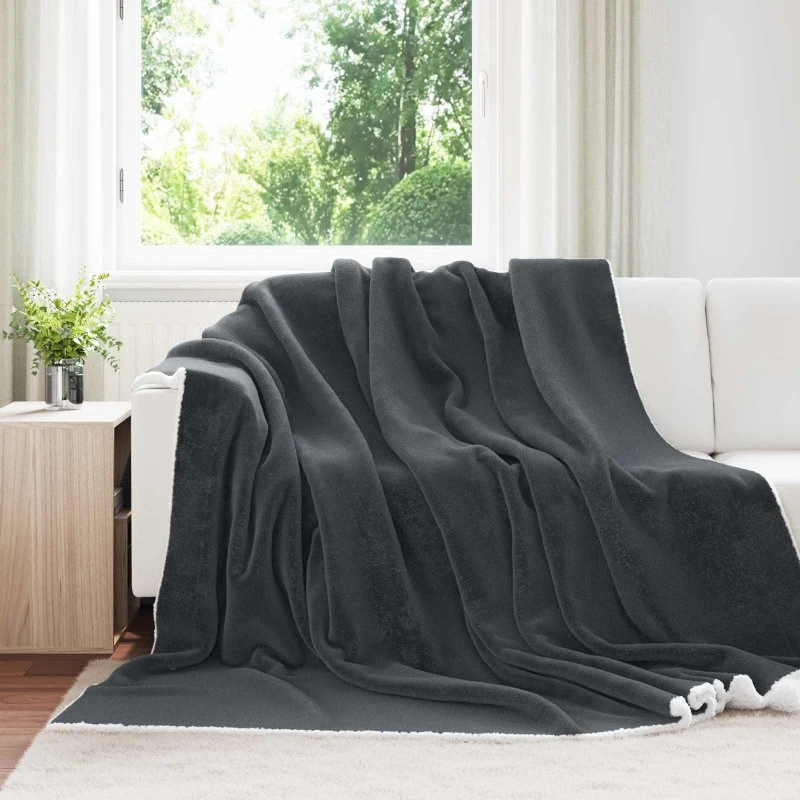 vidaXL Mørkegrå Fleece Kastetæppe 240 x 270 cm