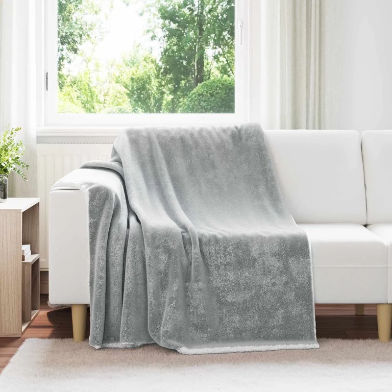 vidaXL Grå Fleece Kastetæppe 150 x 200 cm