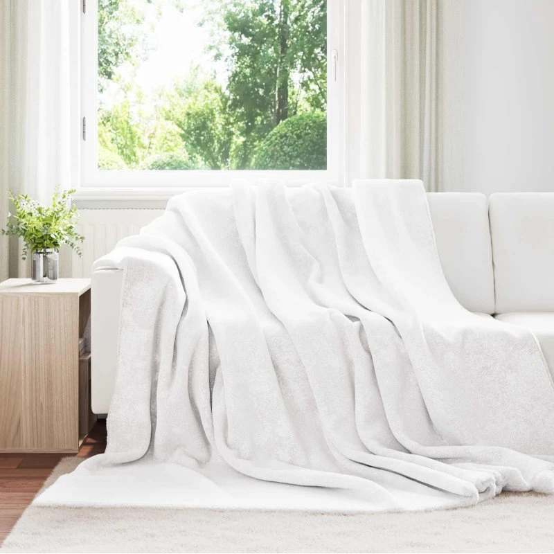 vidaXL Hvid Fleece Kastetæppe 220 x 240 cm