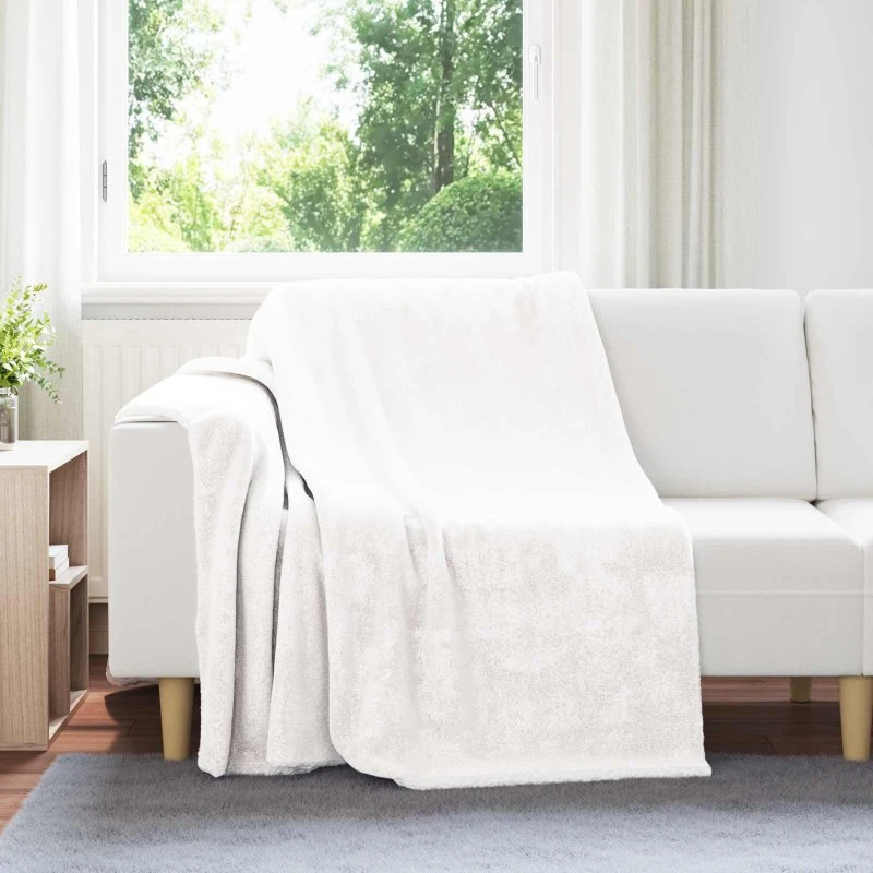 vidaXL Hvid Fleece Kastetæppe 150 x 200 cm