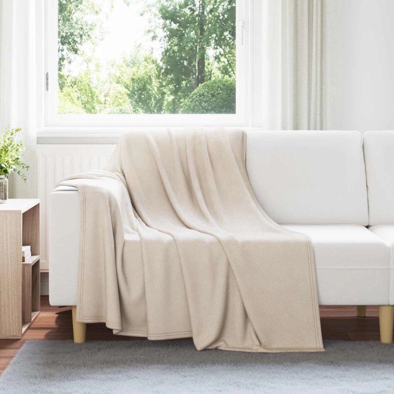vidaXL Beige Fleece Plaid 200 x 150 cm