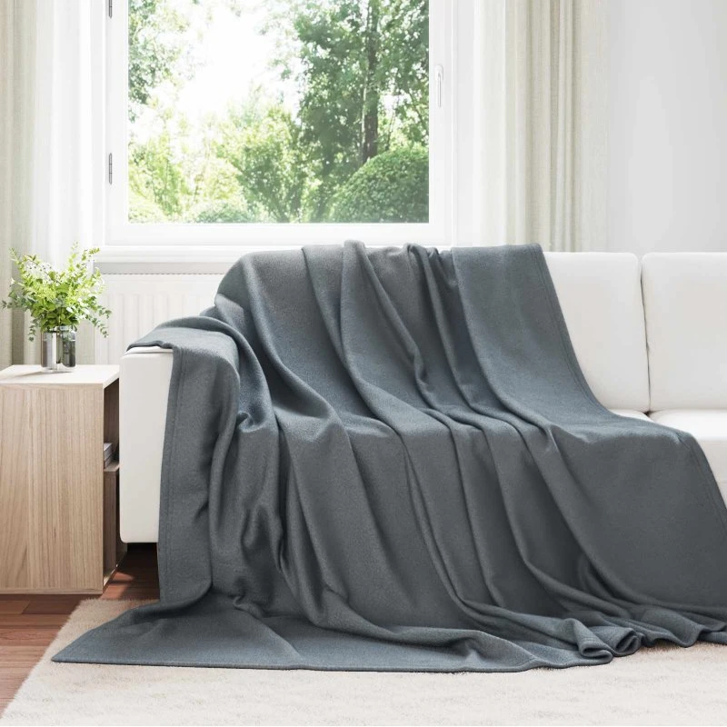 vidaXL Mørkegrå Fleece Plaid 240 x 220 cm
