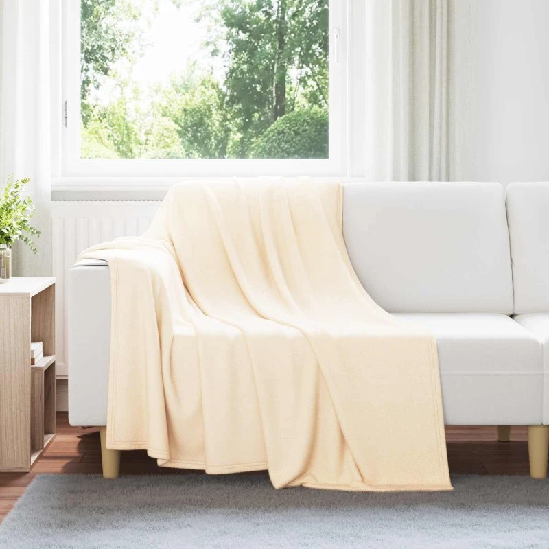 vidaXL Creme Fleece Plaid 200 x 150 cm