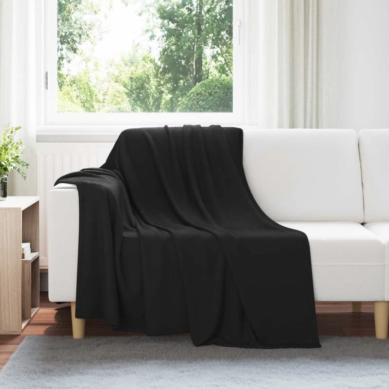 vidaXL Kastetæpper 24 stk, Sort, 200 x 150 cm, Fleece