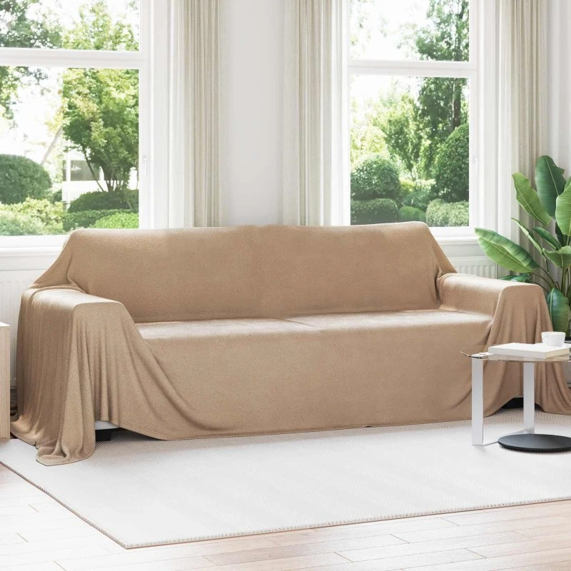 vidaXL Camel Fleece Kastetæppe 350 x 270 cm