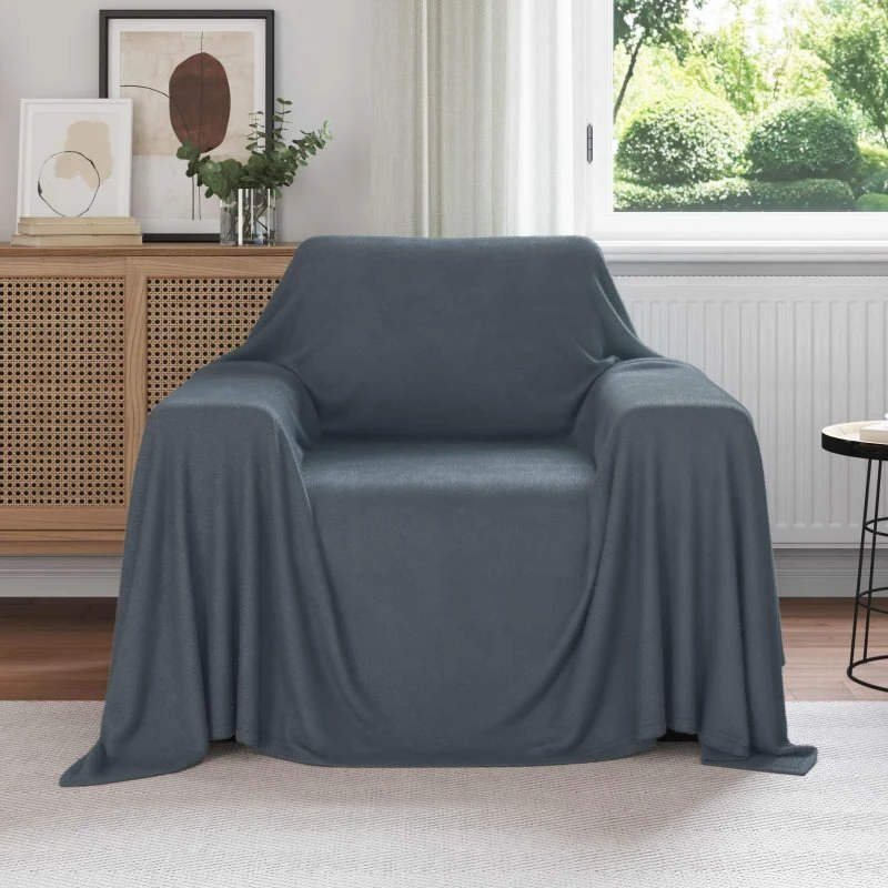 vidaXL Mørkegrå Fleece Kastetæppe 210 x 140 cm