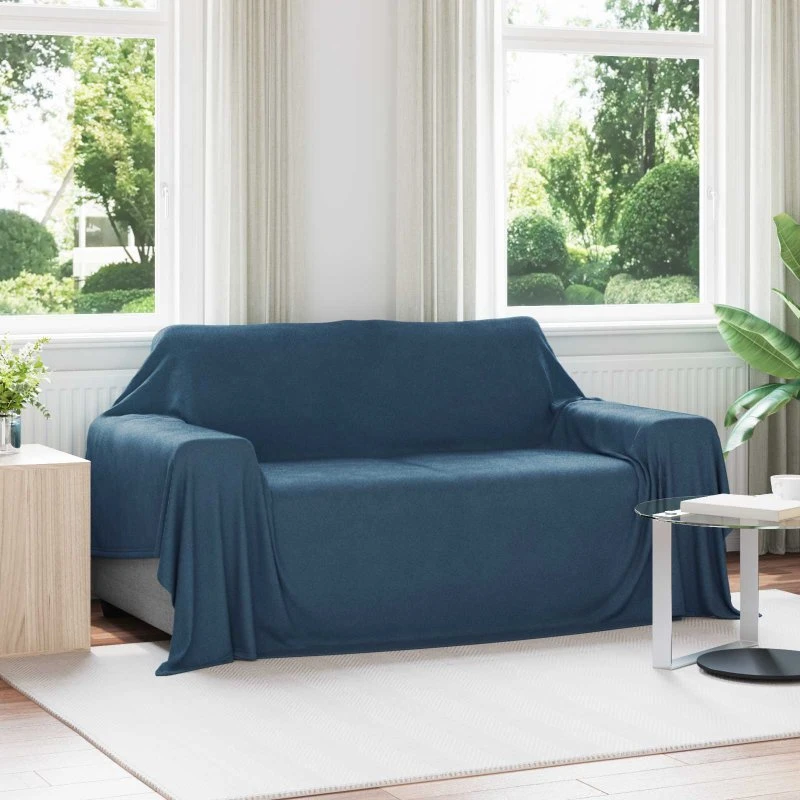 vidaXL Mørkeblå Fleece Kastetæppe 280 x 210 cm