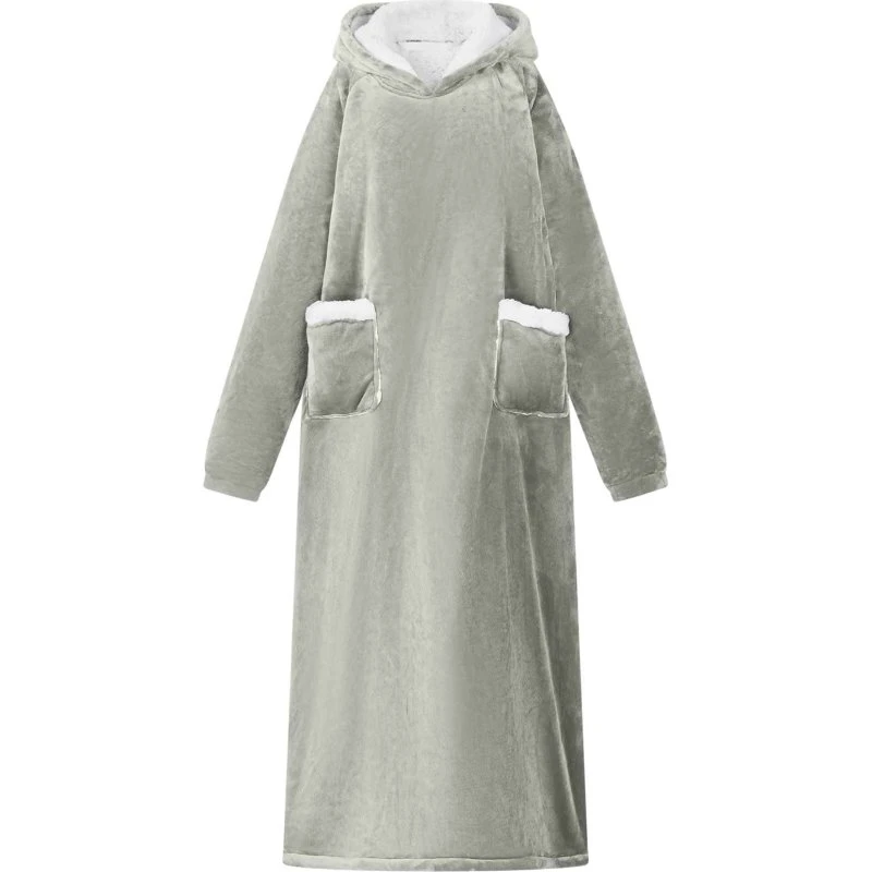 vidaXL Tæppe-hoodie Grå M Fleece & Flannel